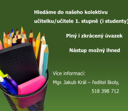 Přijmeme učitele/učitelku